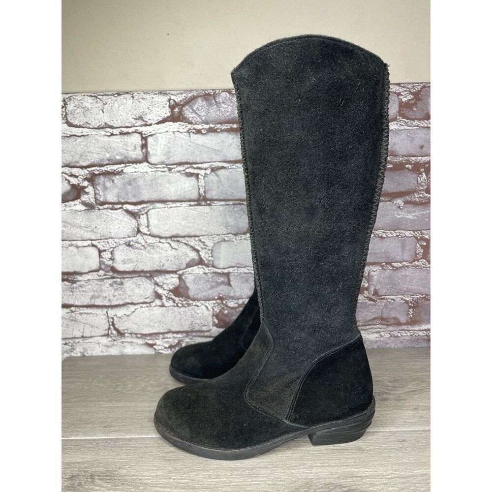 ANOUK Black Suede Leather Knee Tall Side Zip Low Heel Boots Women’s 7M US/38EU